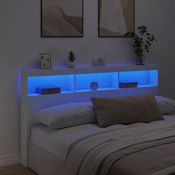 Weißer Nachttischschrank Nculai 180x17x102cm (mit LED-Beleuchtung)