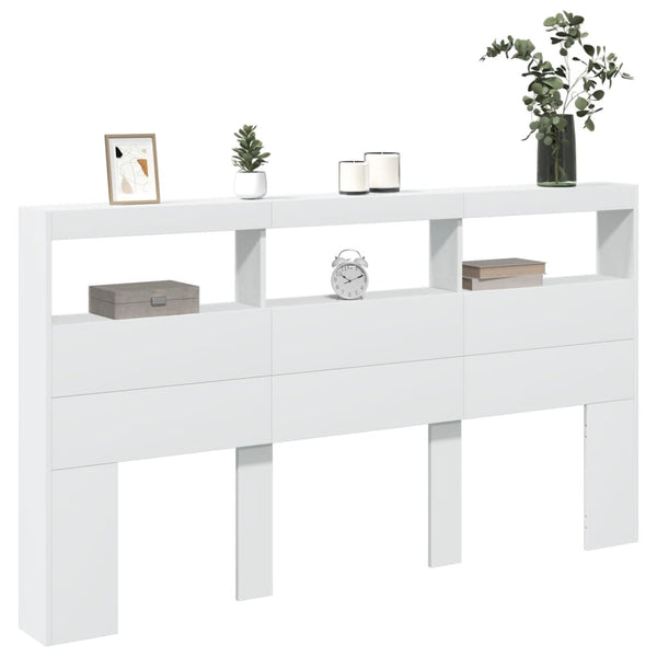 Weißer Nachttischschrank Nculai 180x17x102cm (mit LED-Beleuchtung)