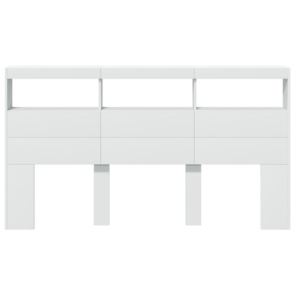 Weißer Nachttischschrank Nculai 180x17x102cm (mit LED-Beleuchtung)
