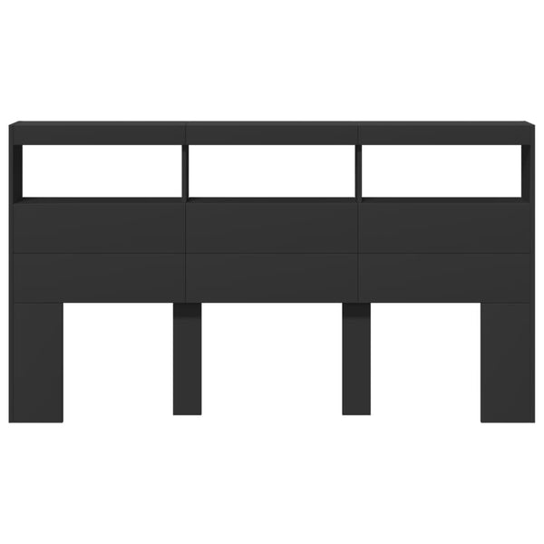 Schwarzer Nachttischschrank Nculai 180x17x102cm (mit LED-Beleuchtung)