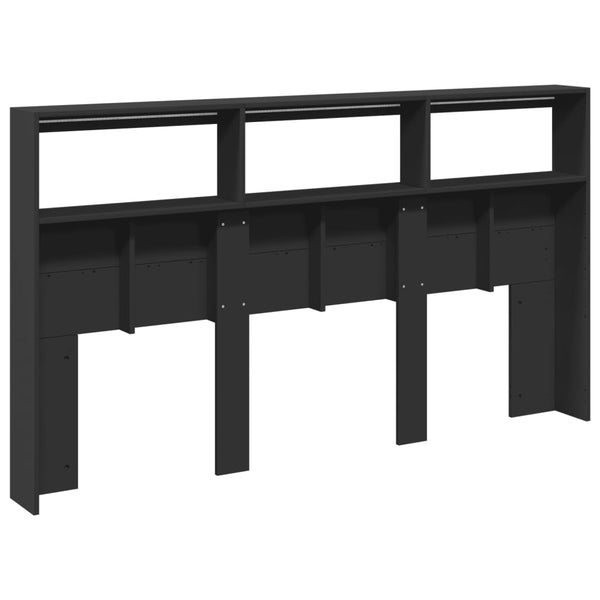 Schwarzer Nachttischschrank Nculai 180x17x102cm (mit LED-Beleuchtung)