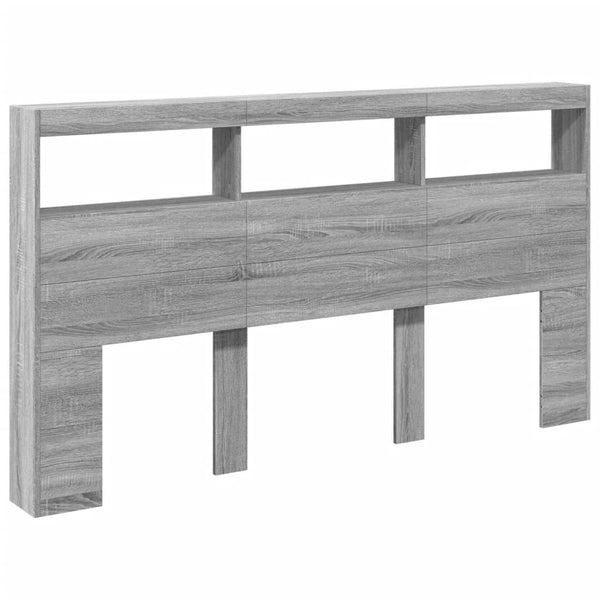 Grauer Kopfteilschrank Nculai 180x17x102cm (mit LED-Beleuchtung Sonoma)