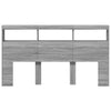 Grauer Kopfteilschrank Nculai 180x17x102cm (mit LED-Beleuchtung Sonoma)