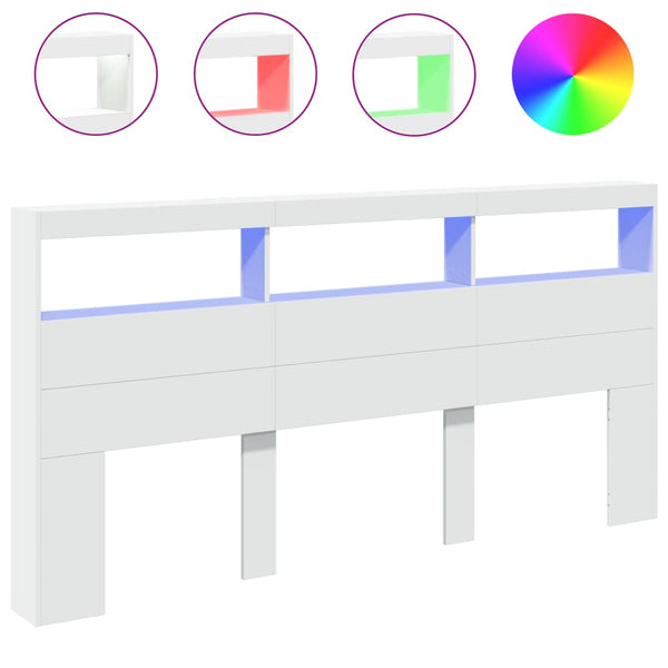 Nachttisch Nculai weiß 200x17x102cm (mit LED-Beleuchtung)