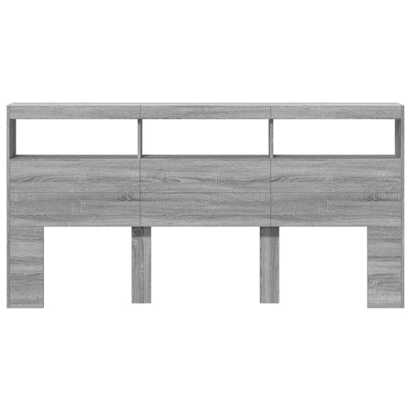Graues Bettkopfteil Nculai 200x17x102cm (mit LED-Beleuchtung Sonoma)