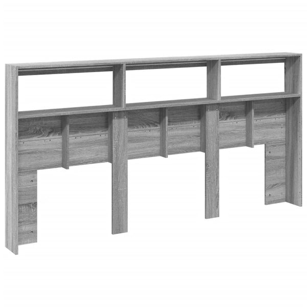 Graues Bettkopfteil Nculai 200x17x102cm (mit LED-Beleuchtung Sonoma)