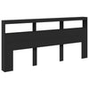 Schwarzer Bettkopfteilschrank Nculai 220x17x102cm (mit LED-Beleuchtung)