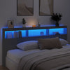 Schwarzer Bettkopfteilschrank Nculai 220x17x102cm (mit LED-Beleuchtung)