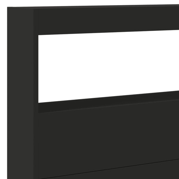 Schwarzer Bettkopfteilschrank Nculai 220x17x102cm (mit LED-Beleuchtung)