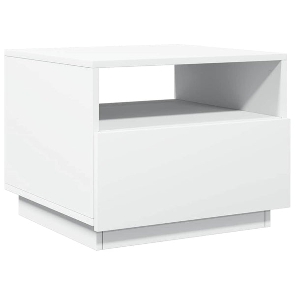 Weißer Couchtisch mit LED-Beleuchtung Montanori 50x49x40cm