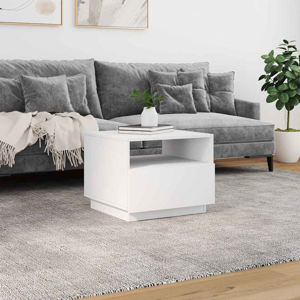 Weißer Couchtisch mit LED-Beleuchtung Montanori 50x49x40cm