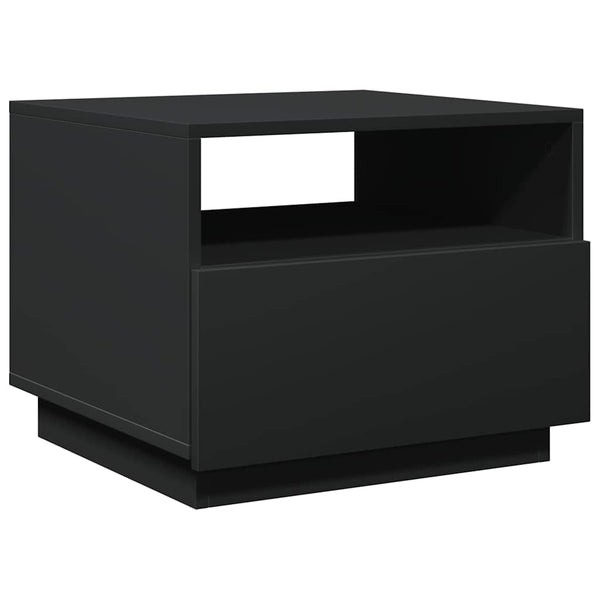 Schwarzer Couchtisch mit LED-Beleuchtung Montanori 50x49x40cm