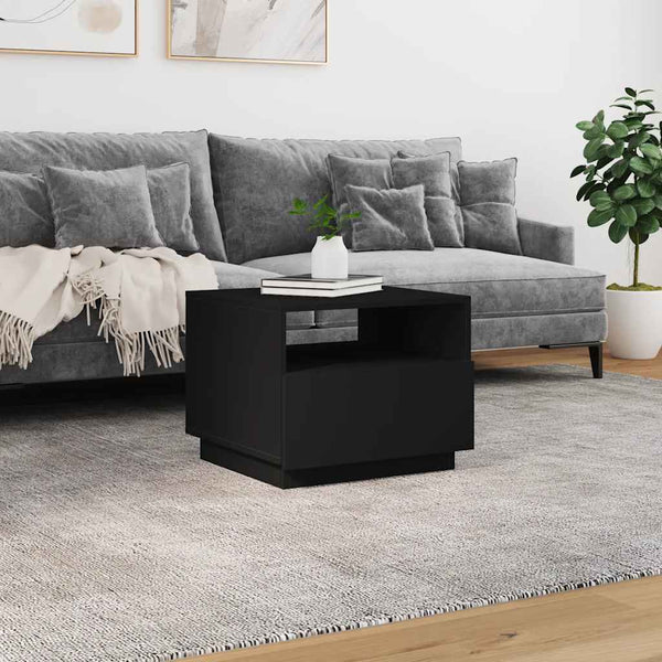 Schwarzer Couchtisch mit LED-Beleuchtung Montanori 50x49x40cm