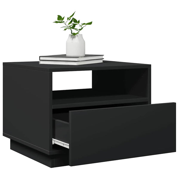 Schwarzer Couchtisch mit LED-Beleuchtung Montanori 50x49x40cm