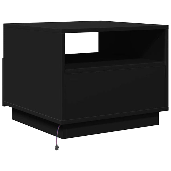 Schwarzer Couchtisch mit LED-Beleuchtung Montanori 50x49x40cm