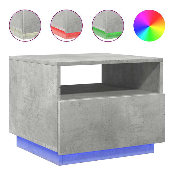 Betongrauer Couchtisch mit LED-Beleuchtung Montanori 50x49x40cm