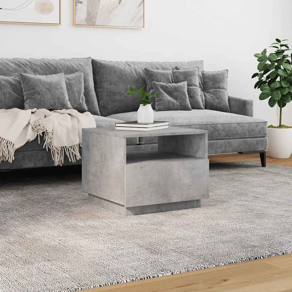 Betongrauer Couchtisch mit LED-Beleuchtung Montanori 50x49x40cm