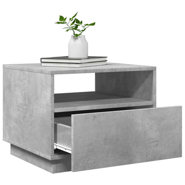 Betongrauer Couchtisch mit LED-Beleuchtung Montanori 50x49x40cm