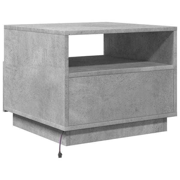 Betongrauer Couchtisch mit LED-Beleuchtung Montanori 50x49x40cm