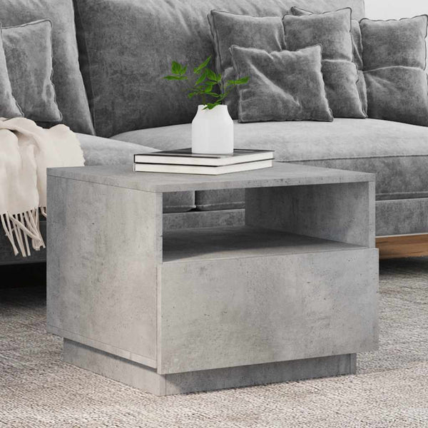 Betongrauer Couchtisch mit LED-Beleuchtung Montanori 50x49x40cm