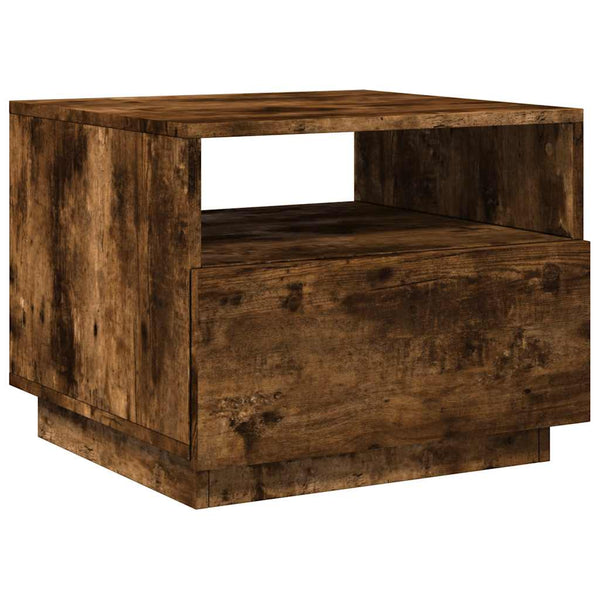 Räuchereiche-Couchtisch mit LED-Beleuchtung Montanori 50x49x40cm