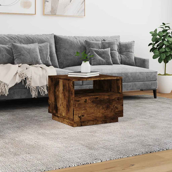 Räuchereiche-Couchtisch mit LED-Beleuchtung Montanori 50x49x40cm
