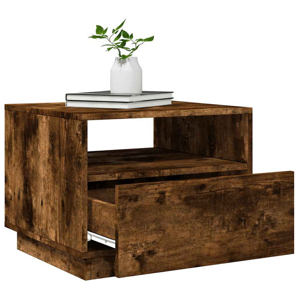 Räuchereiche-Couchtisch mit LED-Beleuchtung Montanori 50x49x40cm