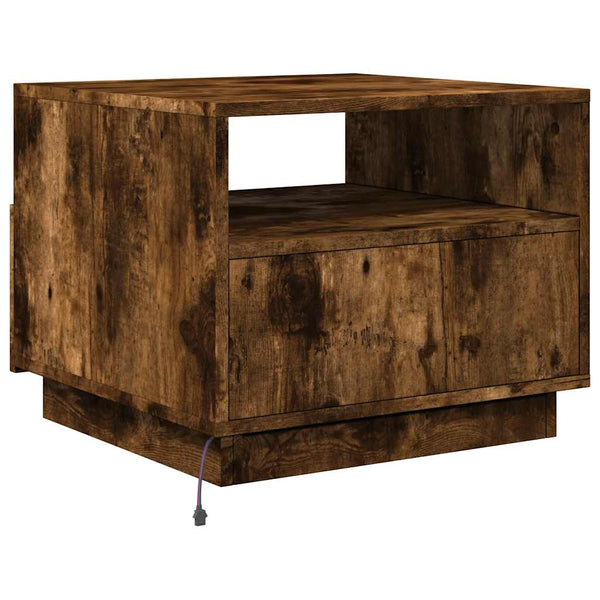 Räuchereiche-Couchtisch mit LED-Beleuchtung Montanori 50x49x40cm