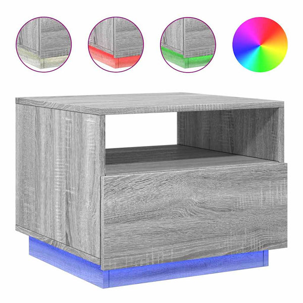 Grauer Couchtisch mit LED-Beleuchtung Montanori 50x49x40cm (Sonoma)