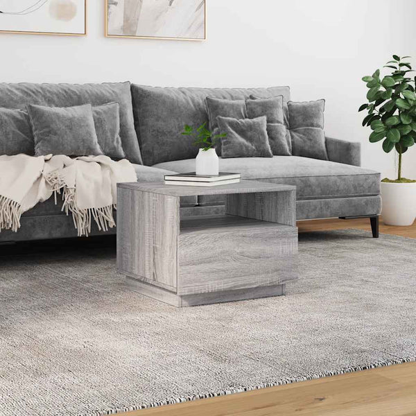 Grauer Couchtisch mit LED-Beleuchtung Montanori 50x49x40cm (Sonoma)