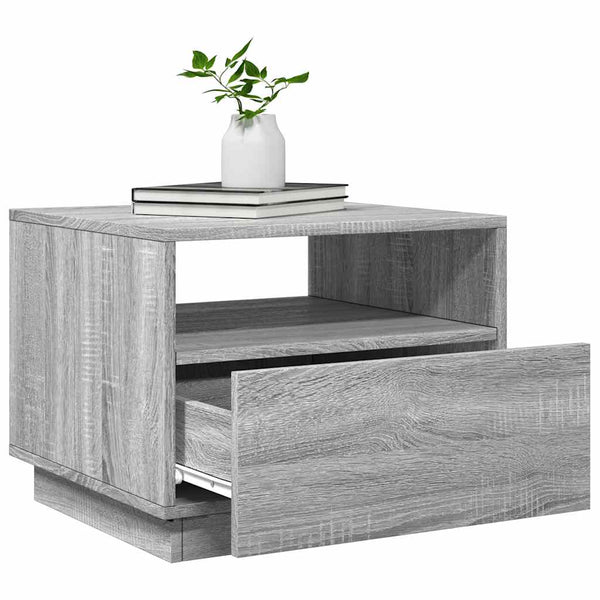 Grauer Couchtisch mit LED-Beleuchtung Montanori 50x49x40cm (Sonoma)