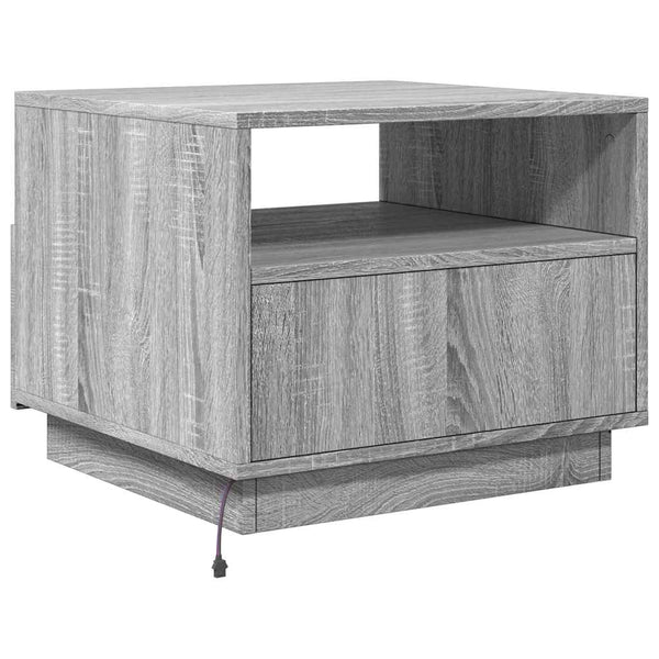 Grauer Couchtisch mit LED-Beleuchtung Montanori 50x49x40cm (Sonoma)