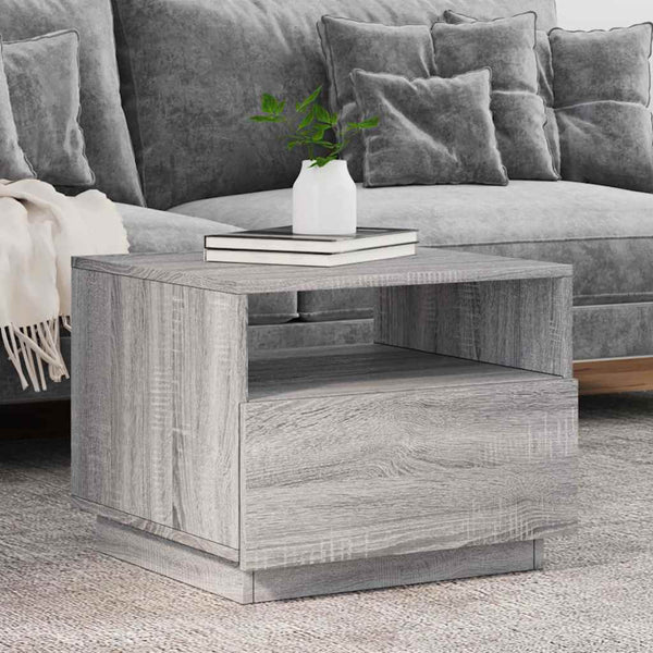 Grauer Couchtisch mit LED-Beleuchtung Montanori 50x49x40cm (Sonoma)