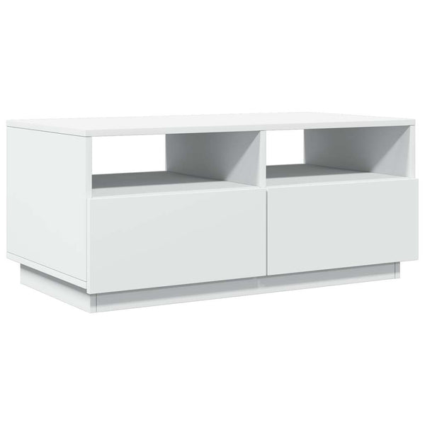 Weißer Couchtisch mit LED-Beleuchtung Montanori 90x49x40cm