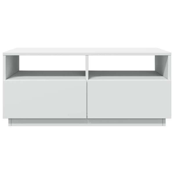 Weißer Couchtisch mit LED-Beleuchtung Montanori 90x49x40cm