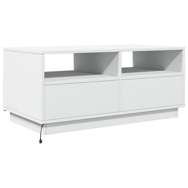Weißer Couchtisch mit LED-Beleuchtung Montanori 90x49x40cm