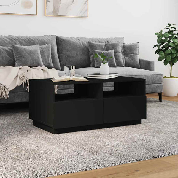 Couchtisch schwarz mit LED-Beleuchtung Montanori 90x49x40cm