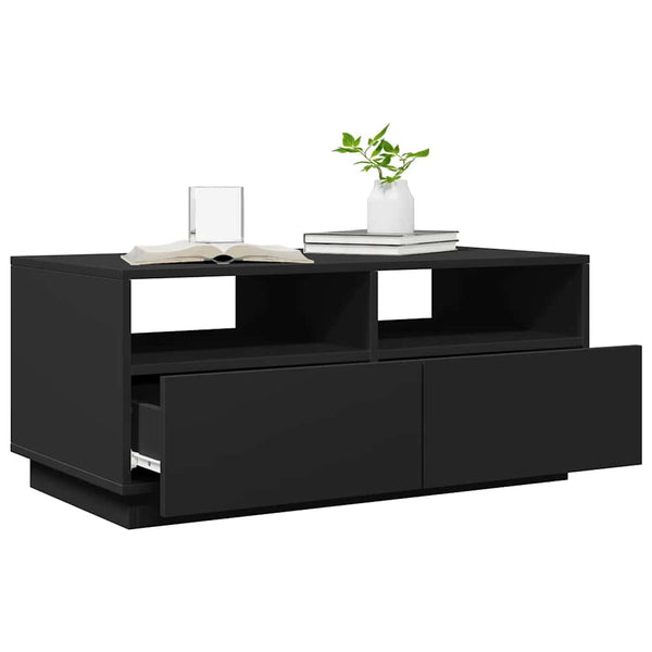 Couchtisch schwarz mit LED-Beleuchtung Montanori 90x49x40cm