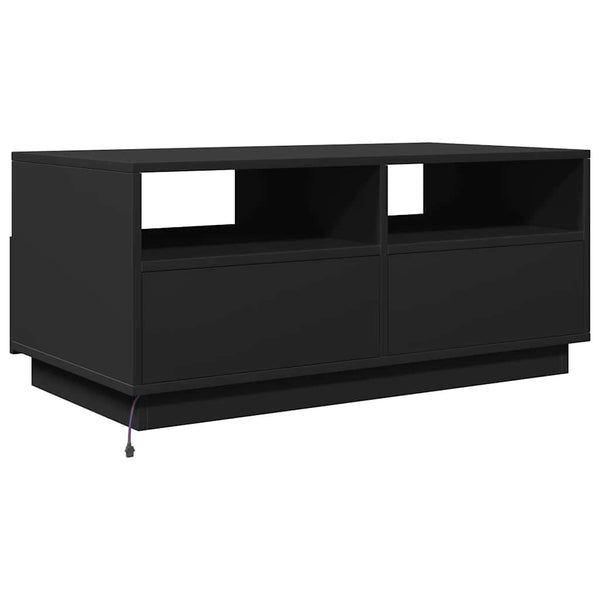 Couchtisch schwarz mit LED-Beleuchtung Montanori 90x49x40cm