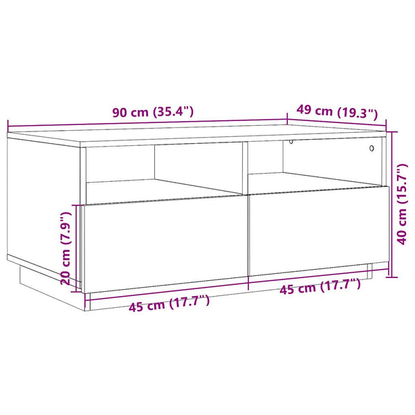 Betoninharmaa sohvapöytä led-valoilla Montanori 90x49x40cm
