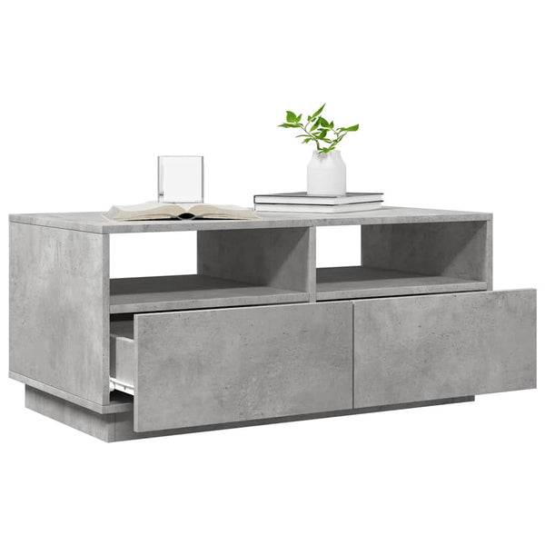 Betoninharmaa sohvapöytä led-valoilla Montanori 90x49x40cm