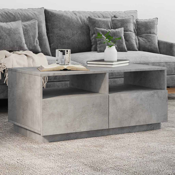 Betoninharmaa sohvapöytä led-valoilla Montanori 90x49x40cm
