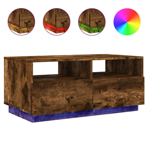 Couchtisch Räuchereiche Montanori 90x49x40cm (mit LED-Beleuchtung)