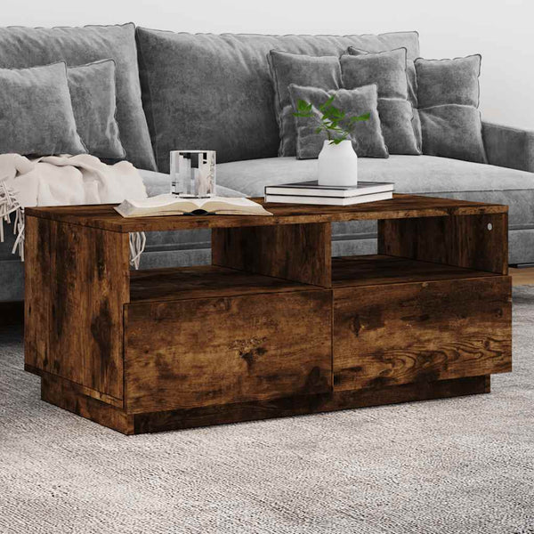 Couchtisch Räuchereiche Montanori 90x49x40cm (mit LED-Beleuchtung)