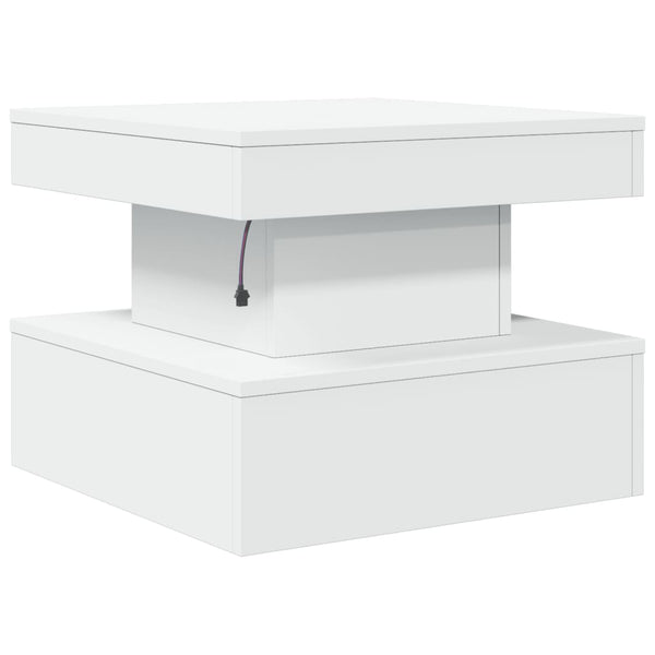Valkoinen sohvapöytä led-valoilla Claudie 50x50x40cm