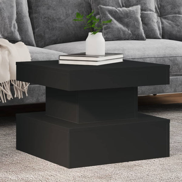 Schwarzer Couchtisch mit LED-Beleuchtung Claudie 50x50x40cm