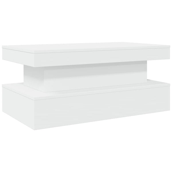 Weißer Couchtisch mit LED-Beleuchtung Claudie 90x50x40cm