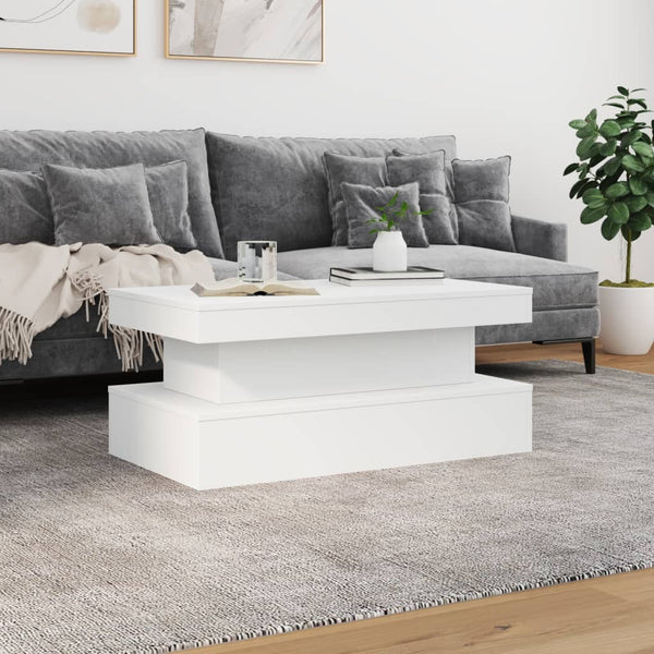 Weißer Couchtisch mit LED-Beleuchtung Claudie 90x50x40cm