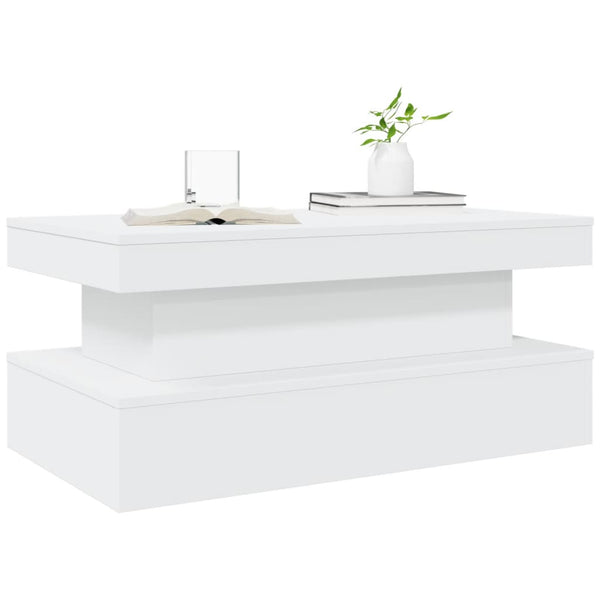 Weißer Couchtisch mit LED-Beleuchtung Claudie 90x50x40cm