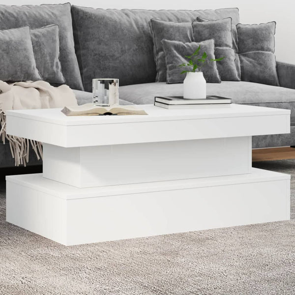 Weißer Couchtisch mit LED-Beleuchtung Claudie 90x50x40cm
